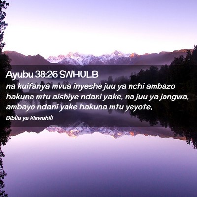 Picture 02 - Ayubu 38:26 SWHULB - na kuifanya mvua inyeshe juu ya nchi ambazo - Bible Verse Picture
