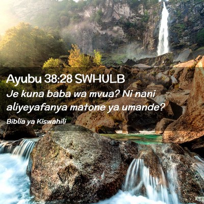Picture 02 - Ayubu 38:28 SWHULB - Je kuna baba wa mvua? Ni nani aliyeyafanya matone - Bible Verse Picture