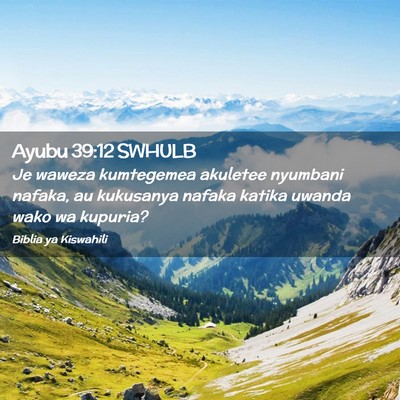 Picture 02 - Ayubu 39:12 SWHULB - Je waweza kumtegemea akuletee nyumbani nafaka, au - Bible Verse Picture
