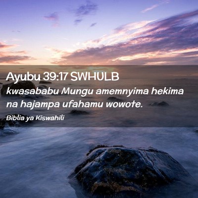 Picture 02 - Ayubu 39:17 SWHULB - kwasababu Mungu amemnyima hekima na hajampa - Bible Verse Picture