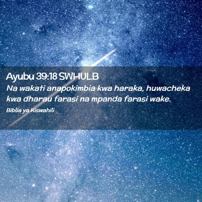 Picture 02 - Ayubu 39:18 SWHULB - Na wakati anapokimbia kwa haraka, huwacheka kwa - Bible Verse Picture