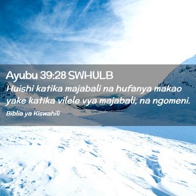 Picture 02 - Ayubu 39:28 SWHULB - Huishi katika majabali na hufanya makao yake - Bible Verse Picture
