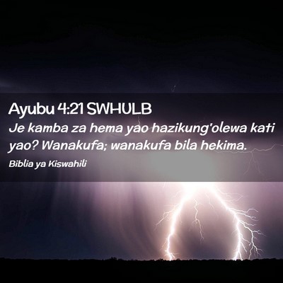Picture 02 - Ayubu 4:21 SWHULB - Je kamba za hema yao hazikung'olewa kati yao? - Bible Verse Picture