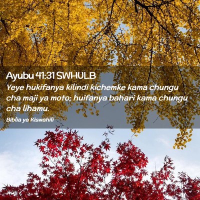 Picture 02 - Ayubu 41:31 SWHULB - Yeye hukifanya kilindi kichemke kama chungu cha - Bible Verse Picture