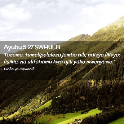 Picture 02 - Ayubu 5:27 SWHULB - Tazama, tumelipeleleza jambo hili; ndivyo - Bible Verse Picture