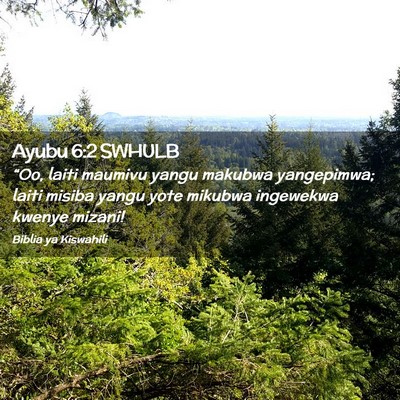 Picture 02 - Ayubu 6:2 SWHULB - “Oo, laiti maumivu yangu makubwa yangepimwa; - Bible Verse Picture