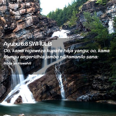Picture 02 - Ayubu 6:8 SWHULB - Oo, kama nigeweza kupata haja yangu; oo, kama - Bible Verse Picture