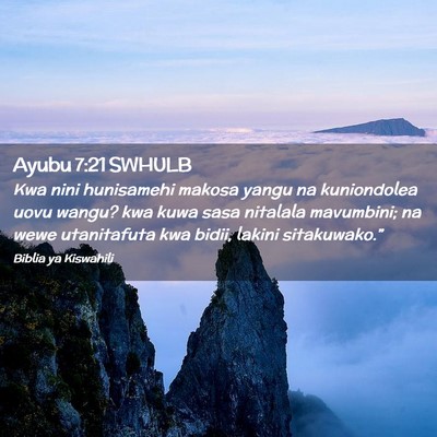 Picture 02 - Ayubu 7:21 SWHULB - Kwa nini hunisamehi makosa yangu na kuniondolea - Bible Verse Picture