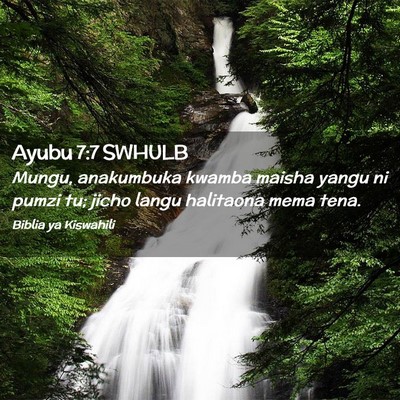 Picture 02 - Ayubu 7:7 SWHULB - Mungu, anakumbuka kwamba maisha yangu ni pumzi - Bible Verse Picture