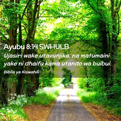 Picture 02 - Ayubu 8:14 SWHULB - Ujasiri wake utavunjika, na matumaini yake ni - Bible Verse Picture