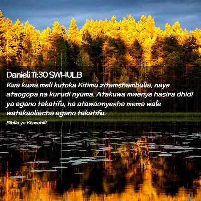 Picture 02 - Danieli 11:30 SWHULB - Kwa kuwa meli kutoka Kitimu zitamshambulia, naye - Bible Verse Picture