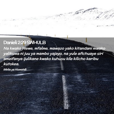 Picture 02 - Danieli 2:29 SWHULB - Na kwako Wewe, mfalme, mawazo yako kitandani - Bible Verse Picture