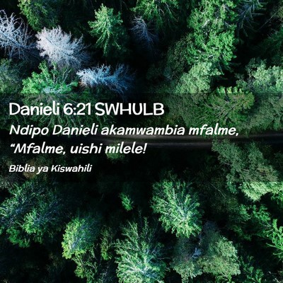 Picture 02 - Danieli 6:21 SWHULB - Ndipo Danieli akamwambia mfalme, “Mfalme, uishi - Bible Verse Picture