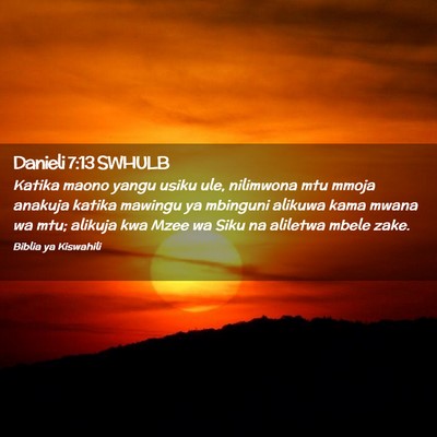 Picture 02 - Danieli 7:13 SWHULB - Katika maono yangu usiku ule, nilimwona mtu mmoja - Bible Verse Picture
