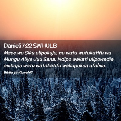 Picture 02 - Danieli 7:22 SWHULB - Mzee wa Siku alipokuja, na watu watakatifu wa - Bible Verse Picture