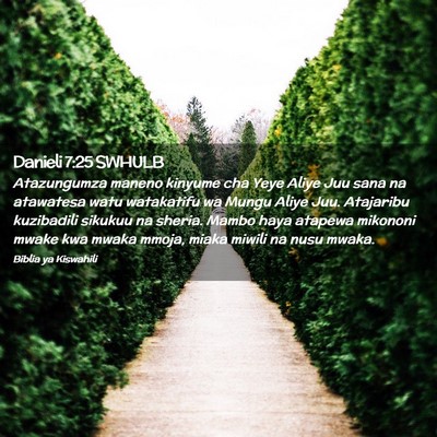 Picture 02 - Danieli 7:25 SWHULB - Atazungumza maneno kinyume cha Yeye Aliye Juu - Bible Verse Picture