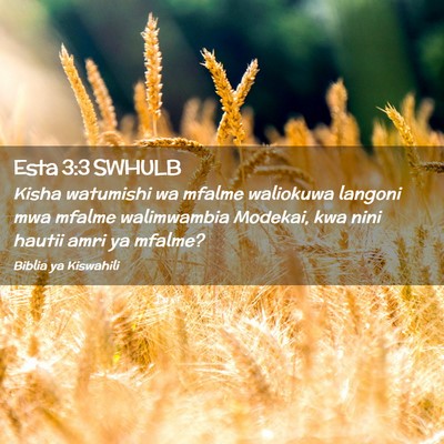 Picture 02 - Esta 3:3 SWHULB - Kisha watumishi wa mfalme waliokuwa langoni mwa - Bible Verse Picture