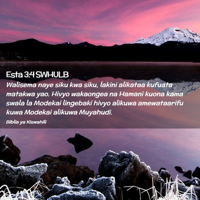 Picture 02 - Esta 3:4 SWHULB - Walisema naye siku kwa siku, lakini alikataa - Bible Verse Picture