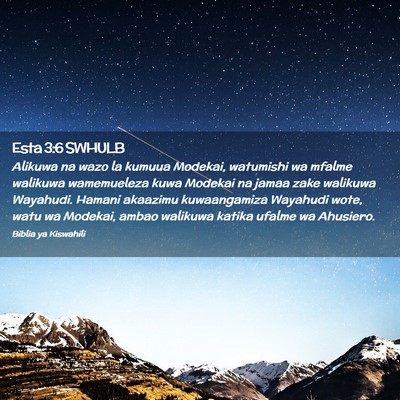 Picture 02 - Esta 3:6 SWHULB - Alikuwa na wazo la kumuua Modekai, watumishi wa - Bible Verse Picture