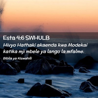 Picture 02 - Esta 4:6 SWHULB - Hivyo Hathaki akaenda kwa Modekai katika mji - Bible Verse Picture