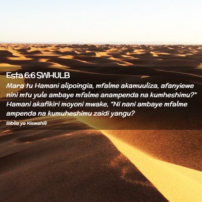 Picture 02 - Esta 6:6 SWHULB - Mara tu Hamani alipoingia, mfalme akamuuliza, - Bible Verse Picture