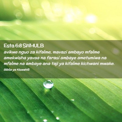 Picture 02 - Esta 6:8 SWHULB - avikwe nguo za kifalme, mavazi ambayo mfalme - Bible Verse Picture