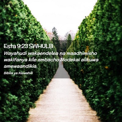 Picture 02 - Esta 9:23 SWHULB - Wayahudi wakaendelea na maadhimisho wakifanya - Bible Verse Picture