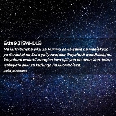Picture 02 - Esta 9:31 SWHULB - Na kuthibitisha siku za Purimu sawa sawa na - Bible Verse Picture