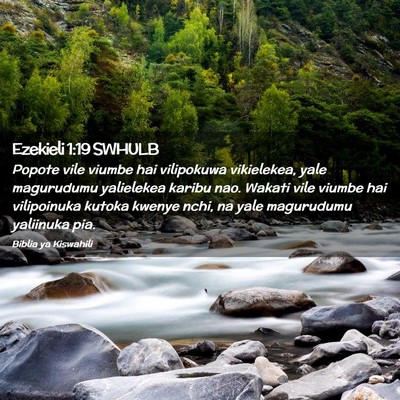 Picture 02 - Ezekieli 1:19 SWHULB - Popote vile viumbe hai vilipokuwa vikielekea, - Bible Verse Picture