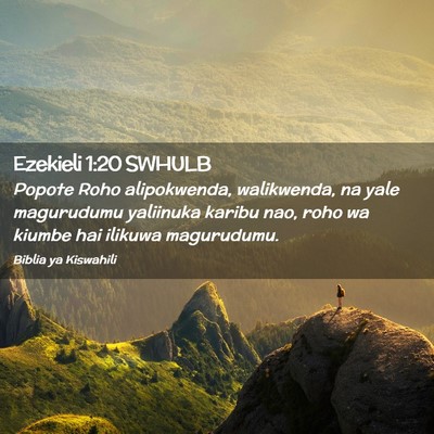 Picture 02 - Ezekieli 1:20 SWHULB - Popote Roho alipokwenda, walikwenda, na yale - Bible Verse Picture