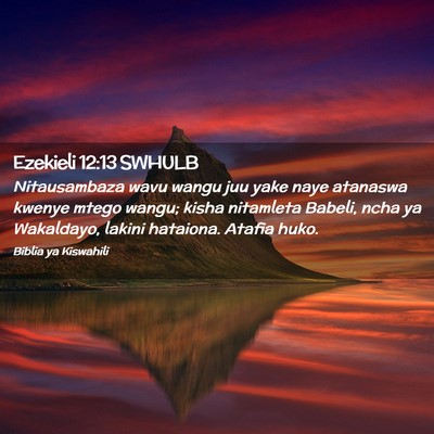 Picture 02 - Ezekieli 12:13 SWHULB - Nitausambaza wavu wangu juu yake naye atanaswa - Bible Verse Picture