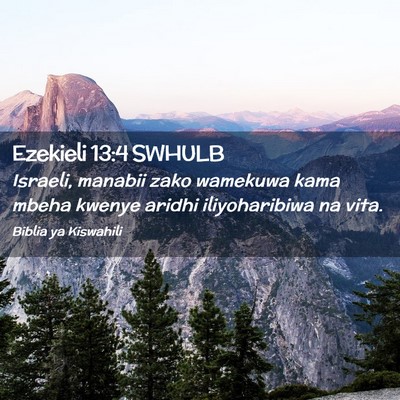 Picture 02 - Ezekieli 13:4 SWHULB - Israeli, manabii zako wamekuwa kama mbeha kwenye - Bible Verse Picture