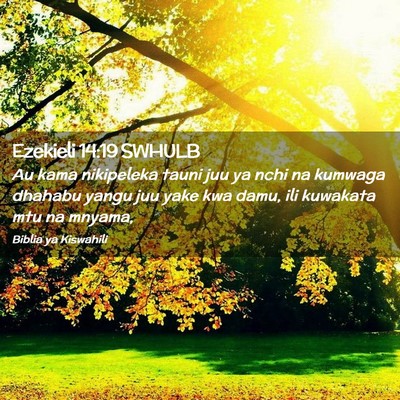 Picture 02 - Ezekieli 14:19 SWHULB - Au kama nikipeleka tauni juu ya nchi na kumwaga - Bible Verse Picture