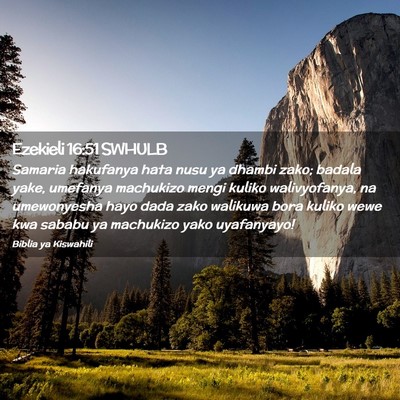 Picture 02 - Ezekieli 16:51 SWHULB - Samaria hakufanya hata nusu ya dhambi zako; - Bible Verse Picture
