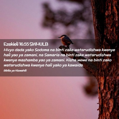 Picture 02 - Ezekieli 16:55 SWHULB - Hivyo dada yako Sodoma na binti zake watarudishwa - Bible Verse Picture