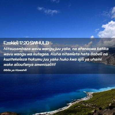 Picture 02 - Ezekieli 17:20 SWHULB - Nitausambaza wavu wangu juu yake, na atanaswa - Bible Verse Picture