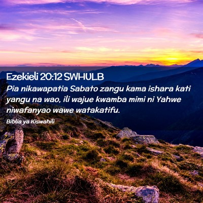 Picture 02 - Ezekieli 20:12 SWHULB - Pia nikawapatia Sabato zangu kama ishara kati - Bible Verse Picture