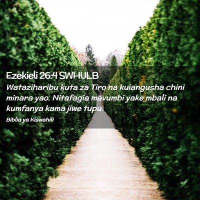 Picture 02 - Ezekieli 26:4 SWHULB - Wataziharibu kuta za Tiro na kuiangusha chini - Bible Verse Picture