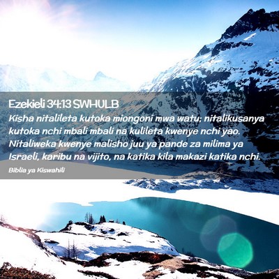 Picture 02 - Ezekieli 34:13 SWHULB - Kisha nitalileta kutoka miongoni mwa watu; - Bible Verse Picture