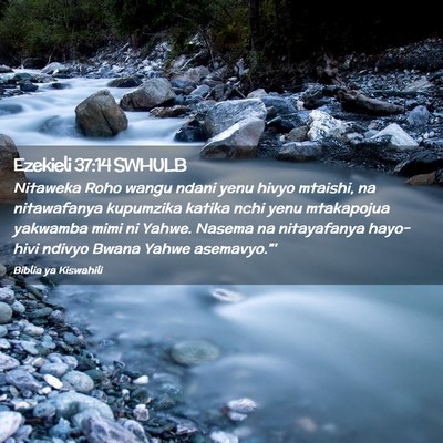 Picture 02 - Ezekieli 37:14 SWHULB - Nitaweka Roho wangu ndani yenu hivyo mtaishi, na - Bible Verse Picture