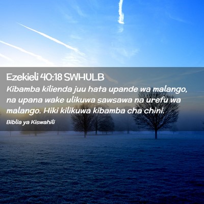Picture 02 - Ezekieli 40:18 SWHULB - Kibamba kilienda juu hata upande wa malango, na - Bible Verse Picture
