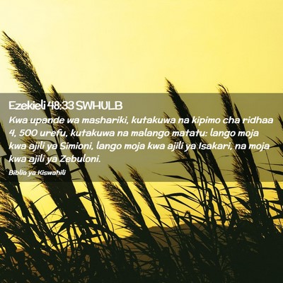 Picture 02 - Ezekieli 48:33 SWHULB - Kwa upande wa mashariki, kutakuwa na kipimo cha - Bible Verse Picture