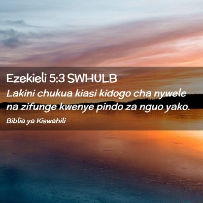 Picture 02 - Ezekieli 5:3 SWHULB - Lakini chukua kiasi kidogo cha nywele na zifunge - Bible Verse Picture