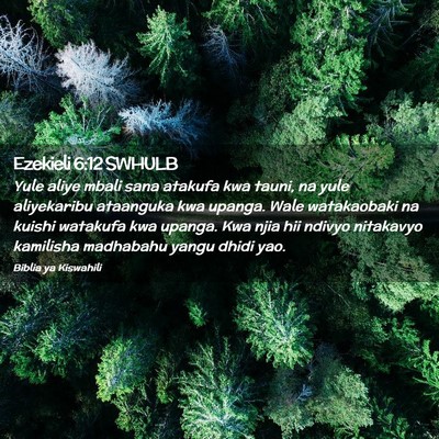 Picture 02 - Ezekieli 6:12 SWHULB - Yule aliye mbali sana atakufa kwa tauni, na yule - Bible Verse Picture