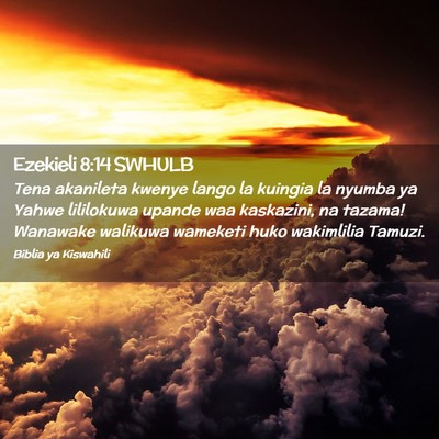 Picture 02 - Ezekieli 8:14 SWHULB - Tena akanileta kwenye lango la kuingia la nyumba - Bible Verse Picture
