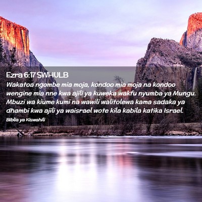 Picture 02 - Ezra 6:17 SWHULB - Wakatoa ngombe mia moja, kondoo mia moja na - Bible Verse Picture