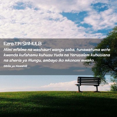 Picture 02 - Ezra 7:14 SWHULB - Mimi mfalme na washauri wangu saba, tunawatuma - Bible Verse Picture