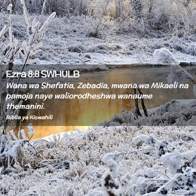 Picture 02 - Ezra 8:8 SWHULB - Wana wa Shefatia, Zebadia, mwana wa Mikaeli na - Bible Verse Picture