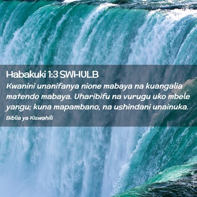 Picture 02 - Habakuki 1:3 SWHULB - Kwanini unanifanya nione mabaya na kuangalia - Bible Verse Picture