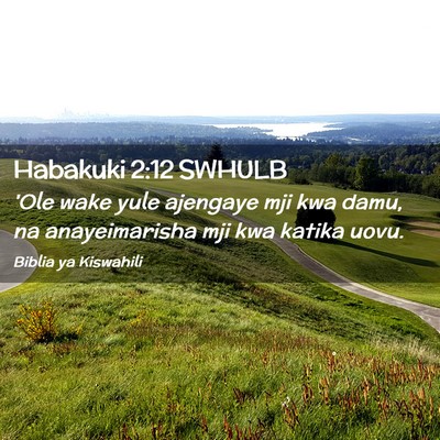Picture 02 - Habakuki 2:12 SWHULB - 'Ole wake yule ajengaye mji kwa damu, na - Bible Verse Picture